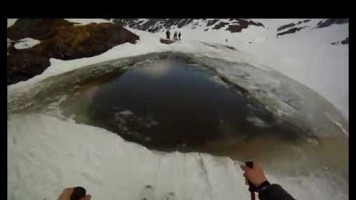 Skiing across water in Verbier Spring 2011 GoPro