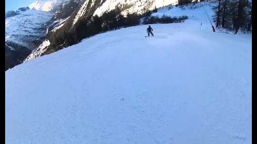 Snowboarding Grand Montets - Last run of the day