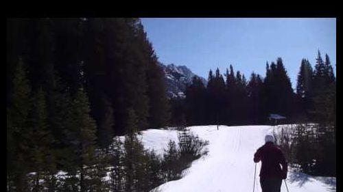 Natalia skiing in K country