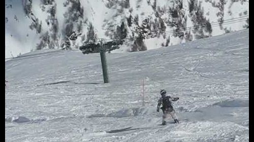 Snowboarding in Marmolada piste