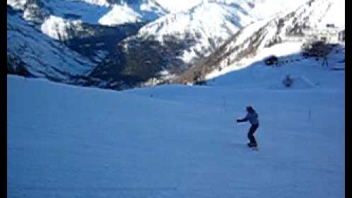 Mel learning to snowboard at the Grand Montet, Chamonix Valley