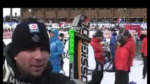 Manuel Osborne-Paradis after his victory in the FIS Ski World Cup downhill race in Garden/Gröden