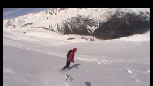 John and Joe snowboarding in chamonix