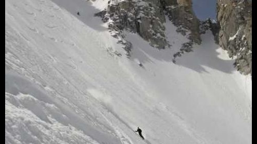 skiing the north-north east face of the courtes, chamonix france