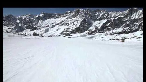 Luke skiing a red run in Cervinia