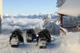 Motoslitte a Chapelco dopo una nevicata ad inizio stagione