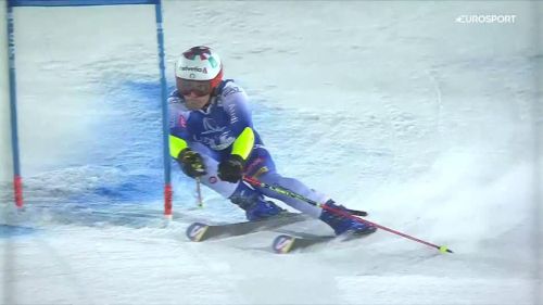 Luca De Aliprandini lontano nella seconda manche di Schledming, è 14°, il video del suo gigante notturno