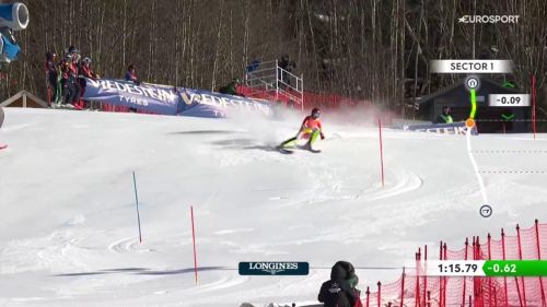 Meillard litiga con il bastoncino, ma vince ancora a hafjell, il video del suo slalom