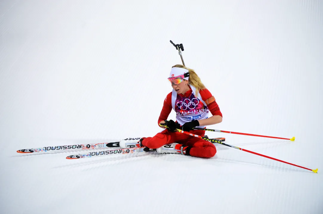 Benjamin Weger ed Elisa Gasparin saltano Pokljuka