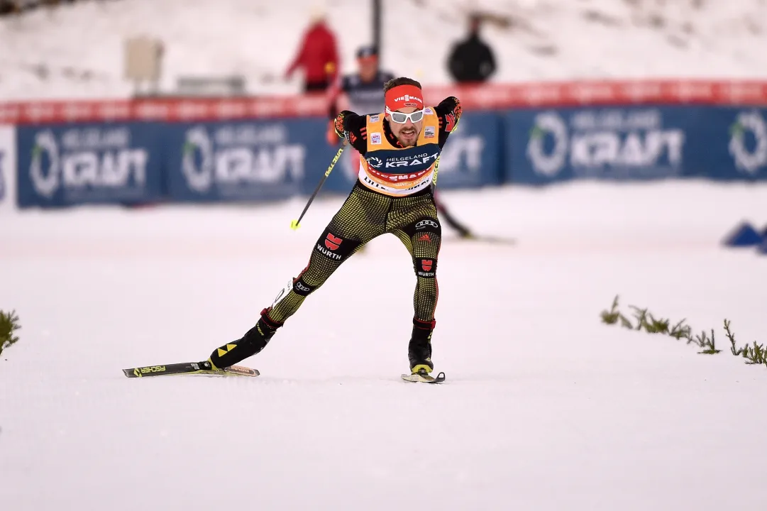 Acuto di Fabian Rießle nella seconda gundersen di Chaux Neuve