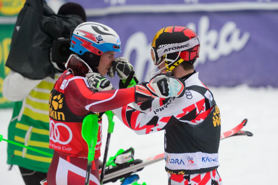 Marcel Hirscher pettorale 1 nello Slalom di Kranjska Gora, Gross 2, Kristoffersen 3, Mölgg 6