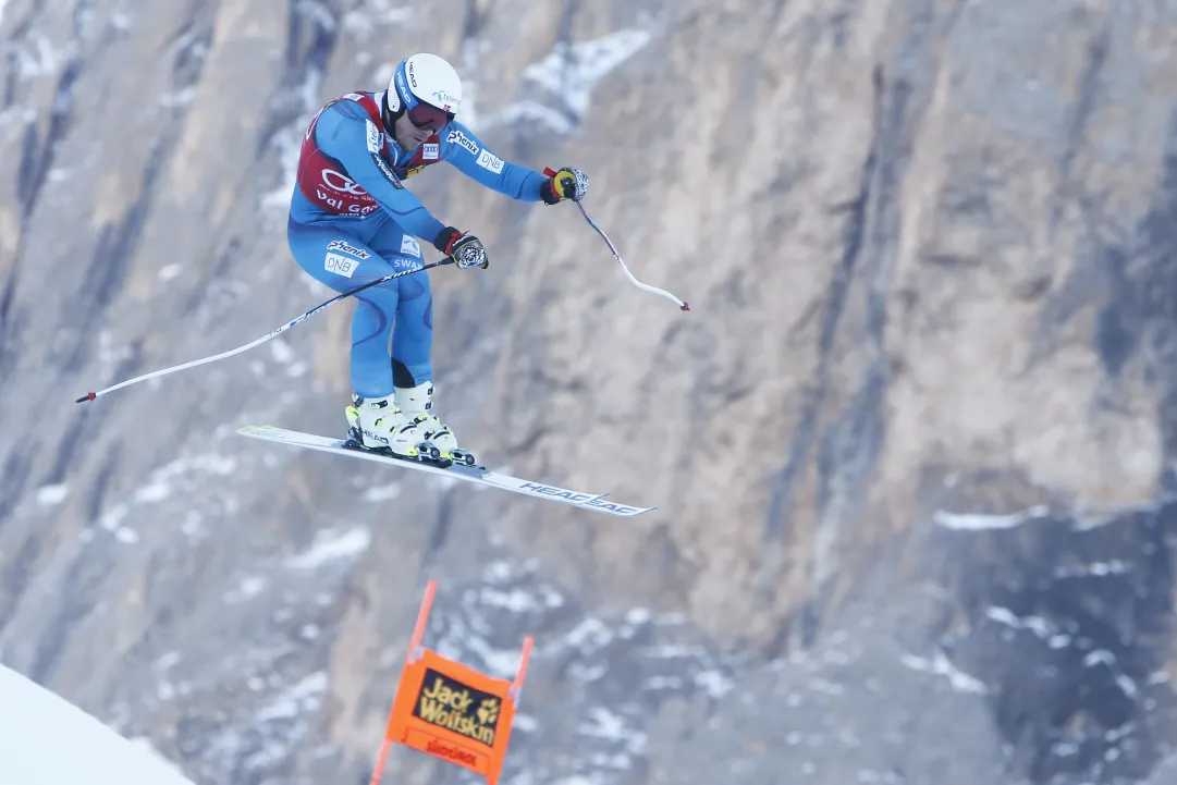 Janka pettorale numero 1 della Discesa della Val Gardena, Svindal 5, Jansrud 7, Fill 9, Paris 11