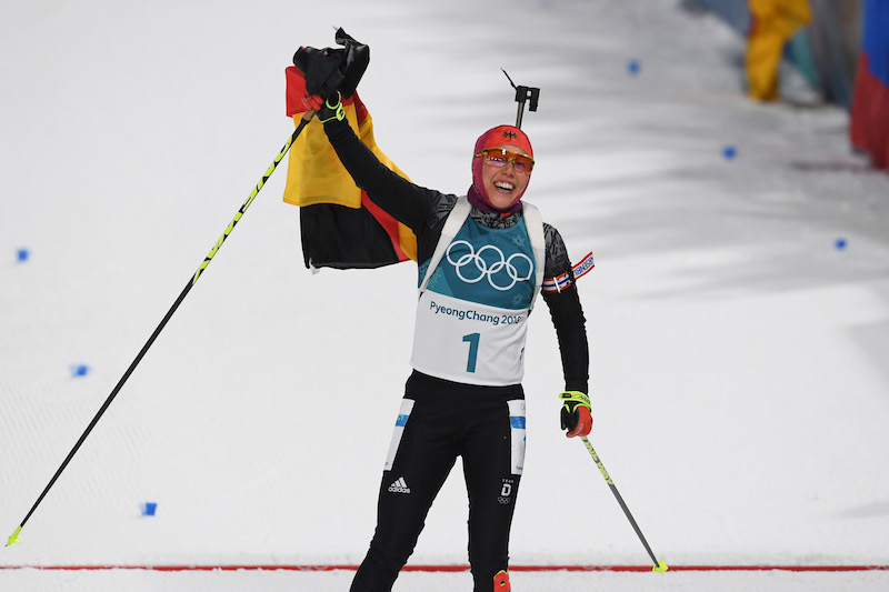 Trionfo di Laura Dahlmeier anche nell'inseguimento dei Giochi di PyeongChang. Azzurre fuori dalle prime dieci