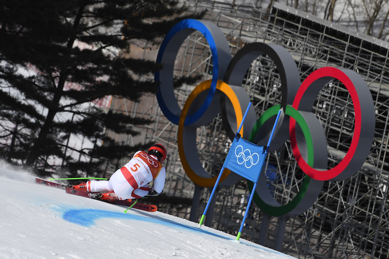 Marcel Hirscher in testa alla prima manche del gigante olimpico di Yongpyong