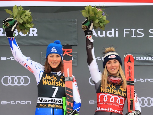 Mikaela Shiffrin e Petra Vlhova vincono ex-aequo il gigante di Maribor!