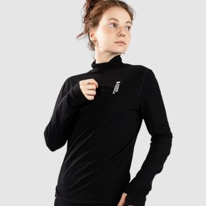 Prezzi Mons royale merino cascade flex mock neck base layer top black