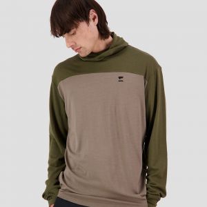 Prezzi Mons royale merino yotei powder hooded base layer top dark olive  /  walnut