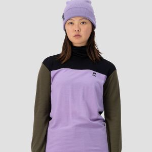 Prezzi Mons royale merino yotei high neck base layer top lupin / dark olive / black