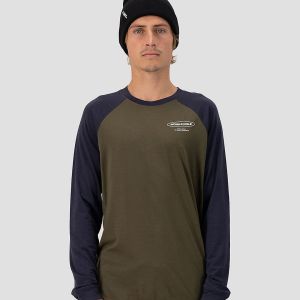 Prezzi Mons royale merino icon air-con raglan base layer top dark olive / 9 iron