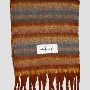 Prezzi Another cotton lab oversized scarf brown mixed stripes